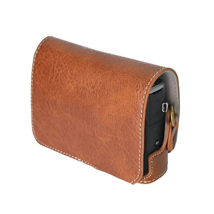 For Canon G7 X Mark II / G7 X Mark III Litchi Textured PU Leather Camera Case with Shoulder Strap