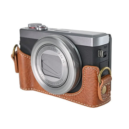 For Canon G7 X Mark II / G7 X Mark III Litchi Textured PU Leather Camera Case with Shoulder Strap