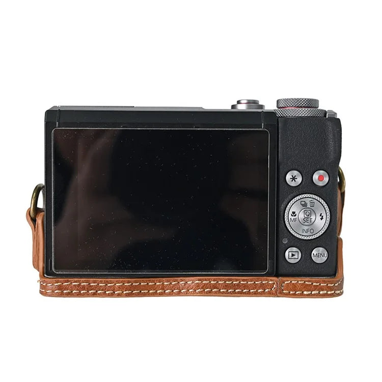 For Canon G7 X Mark II / G7 X Mark III Litchi Textured PU Leather Camera Case with Shoulder Strap
