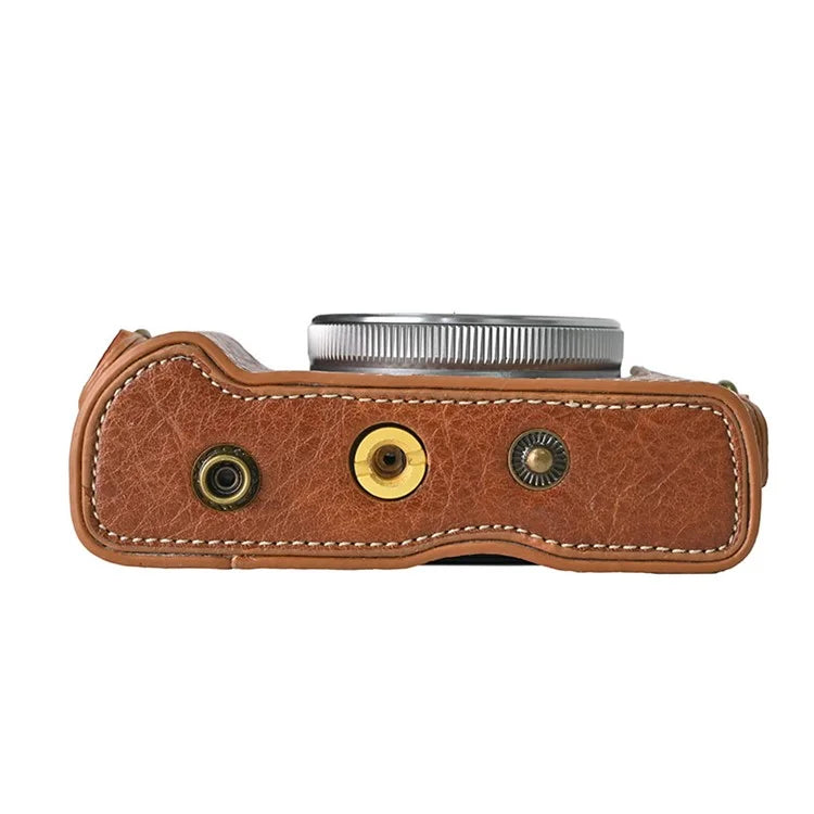 For Canon G7 X Mark II / G7 X Mark III Litchi Textured PU Leather Camera Case with Shoulder Strap