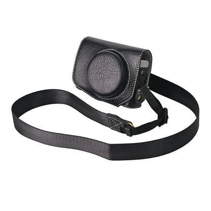 For Canon G7 X Mark II / G7 X Mark III Litchi Textured PU Leather Camera Case with Shoulder Strap