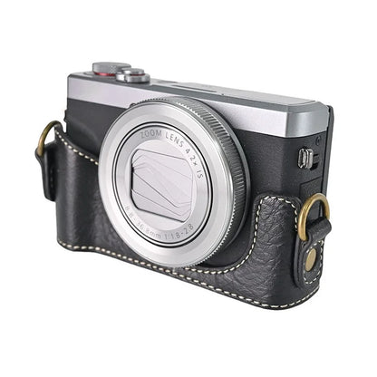 For Canon G7 X Mark II / G7 X Mark III Litchi Textured PU Leather Camera Case with Shoulder Strap