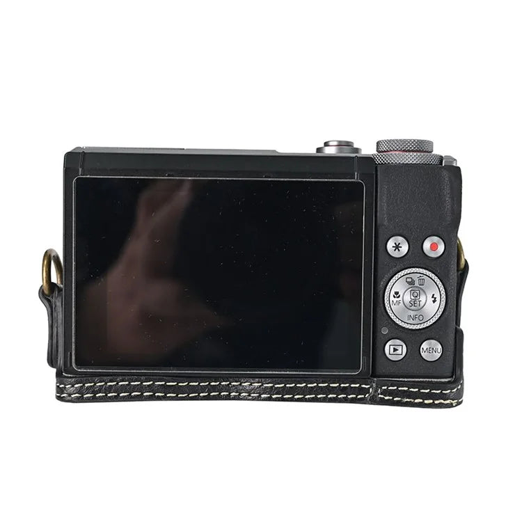 For Canon G7 X Mark II / G7 X Mark III Litchi Textured PU Leather Camera Case with Shoulder Strap