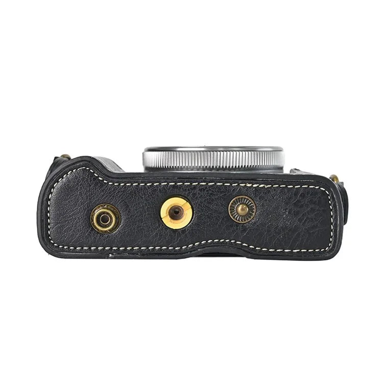 For Canon G7 X Mark II / G7 X Mark III Litchi Textured PU Leather Camera Case with Shoulder Strap