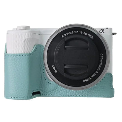 For Sony ZV-E10 II Camera Case Large Cutout Genuine Cow Leather Protective Cover