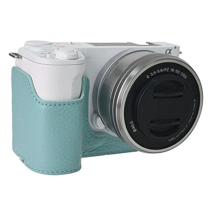For Sony ZV-E10 II Camera Case Large Cutout Genuine Cow Leather Protective Cover