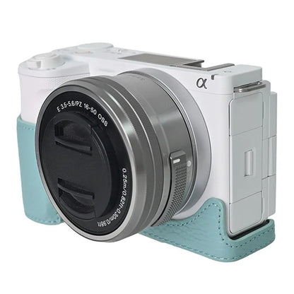 For Sony ZV-E10 II Camera Case Large Cutout Genuine Cow Leather Protective Cover