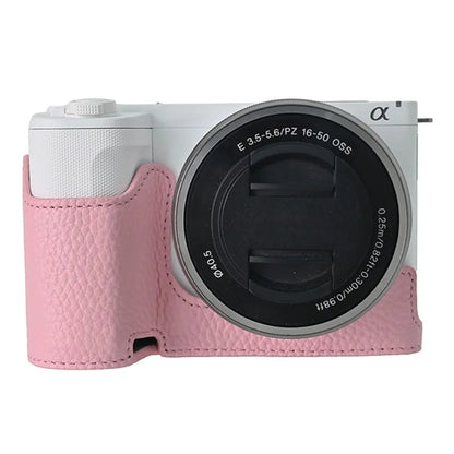 For Sony ZV-E10 II Camera Case Large Cutout Genuine Cow Leather Protective Cover