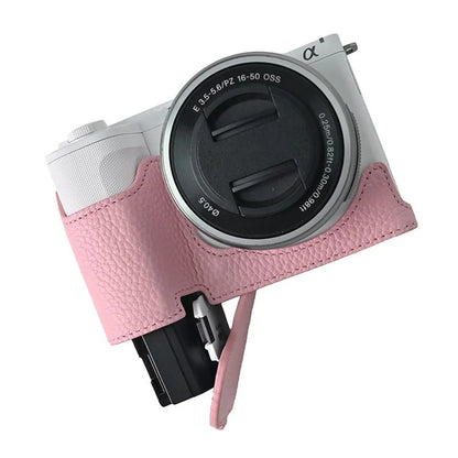 For Sony ZV-E10 II Camera Case Large Cutout Genuine Cow Leather Protective Cover