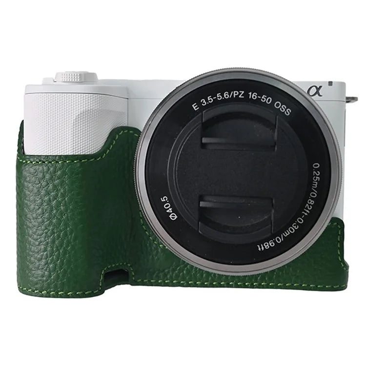 For Sony ZV-E10 II Camera Case Large Cutout Genuine Cow Leather Protective Cover