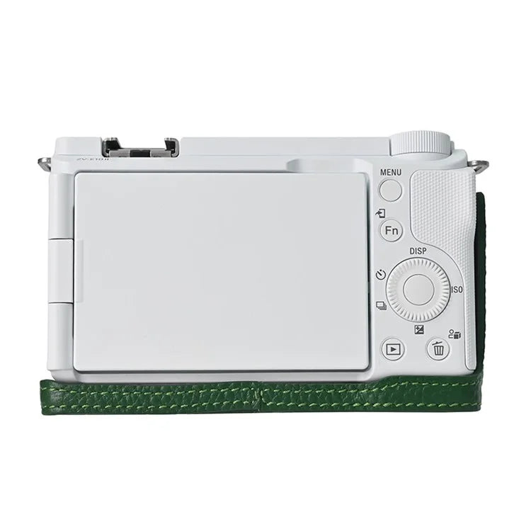 For Sony ZV-E10 II Camera Case Large Cutout Genuine Cow Leather Protective Cover