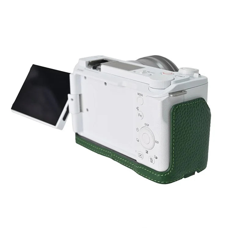 For Sony ZV-E10 II Camera Case Large Cutout Genuine Cow Leather Protective Cover