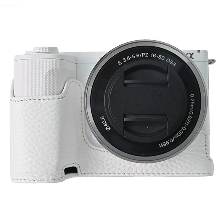 For Sony ZV-E10 II Camera Case Large Cutout Genuine Cow Leather Protective Cover