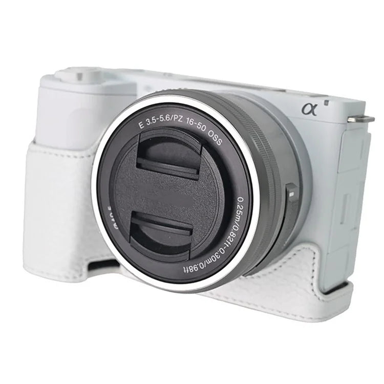 For Sony ZV-E10 II Camera Case Large Cutout Genuine Cow Leather Protective Cover