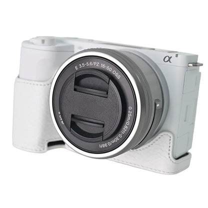 For Sony ZV-E10 II Camera Case Large Cutout Genuine Cow Leather Protective Cover