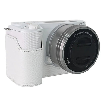 For Sony ZV-E10 II Camera Case Large Cutout Genuine Cow Leather Protective Cover