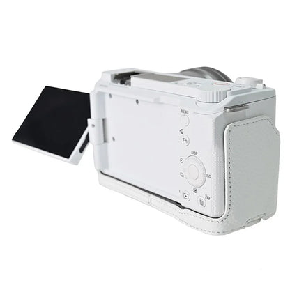 For Sony ZV-E10 II Camera Case Large Cutout Genuine Cow Leather Protective Cover