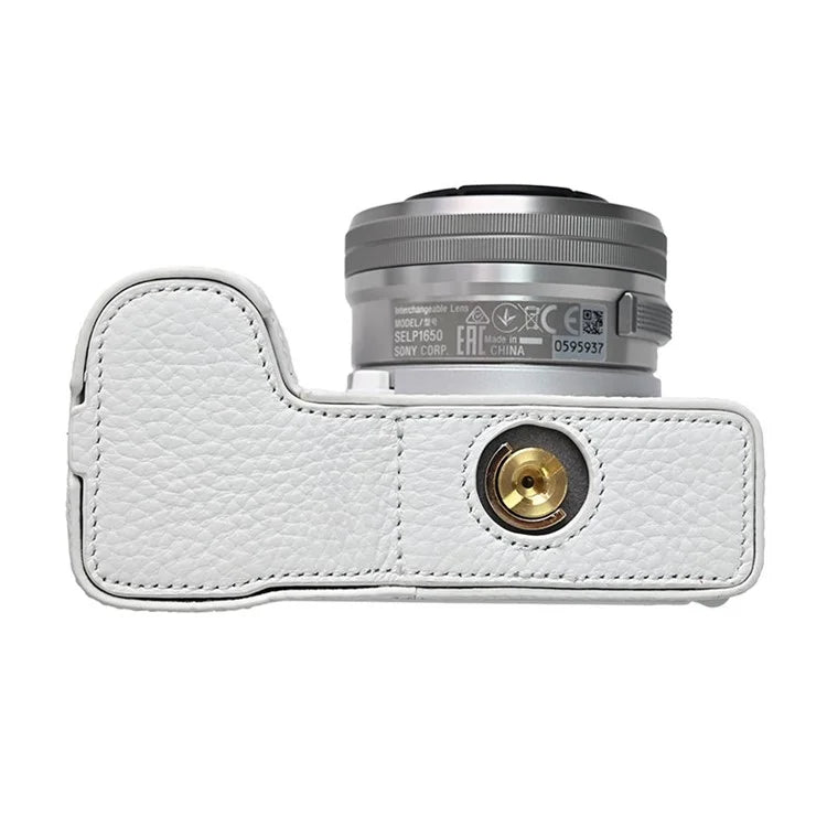 For Sony ZV-E10 II Camera Case Large Cutout Genuine Cow Leather Protective Cover