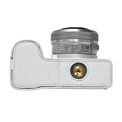 For Sony ZV-E10 II Camera Case Large Cutout Genuine Cow Leather Protective Cover
