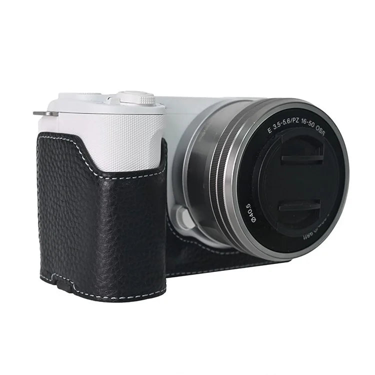 For Sony ZV-E10 II Camera Case Large Cutout Genuine Cow Leather Protective Cover