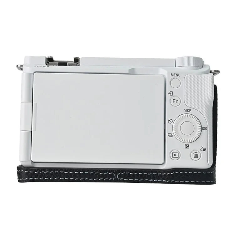 For Sony ZV-E10 II Camera Case Large Cutout Genuine Cow Leather Protective Cover