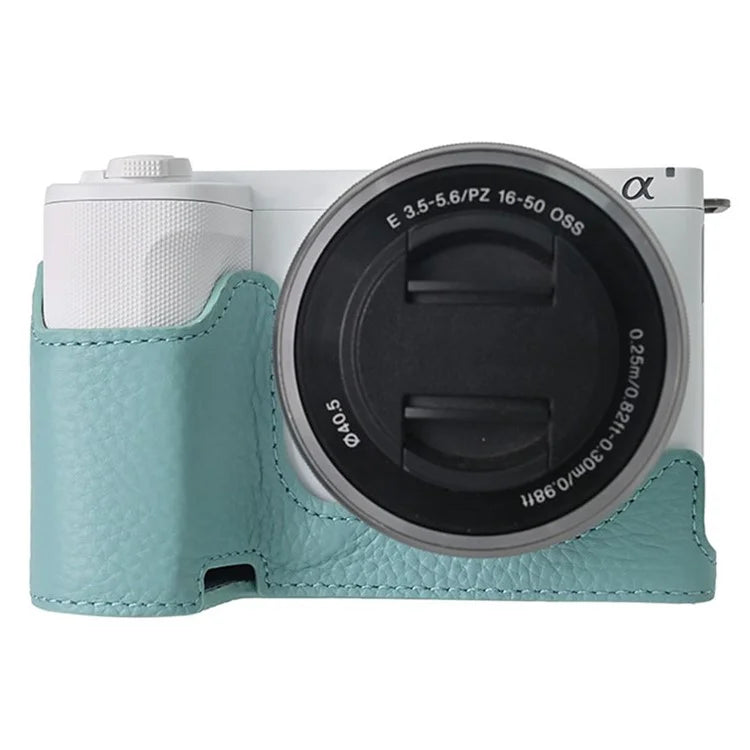 For Sony ZV-E10 II Camera Case Large Opening Genuine Cow Leather Protector with Shoulder Strap