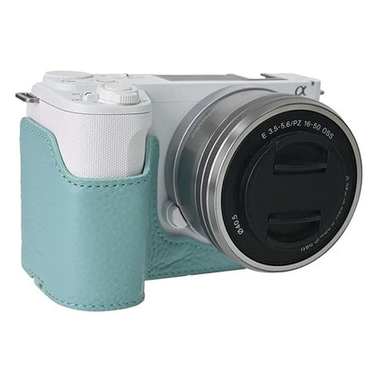 For Sony ZV-E10 II Camera Case Large Opening Genuine Cow Leather Protector with Shoulder Strap