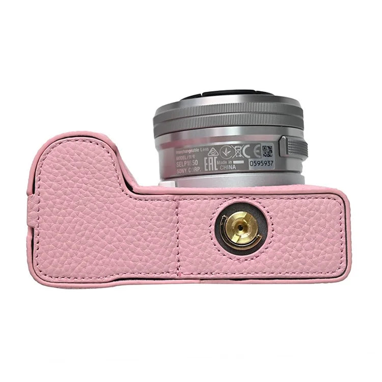For Sony ZV-E10 II Camera Case Large Opening Genuine Cow Leather Protector with Shoulder Strap