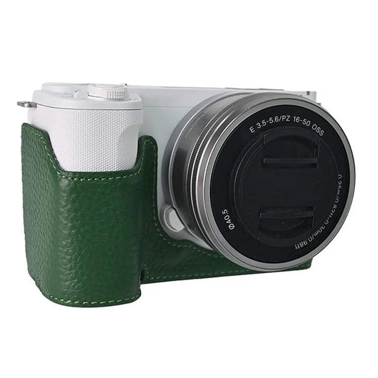 For Sony ZV-E10 II Camera Case Large Opening Genuine Cow Leather Protector with Shoulder Strap