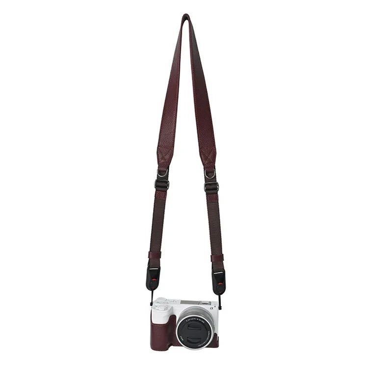 For Sony ZV-E10 II Camera Case Large Opening Genuine Cow Leather Protector with Shoulder Strap