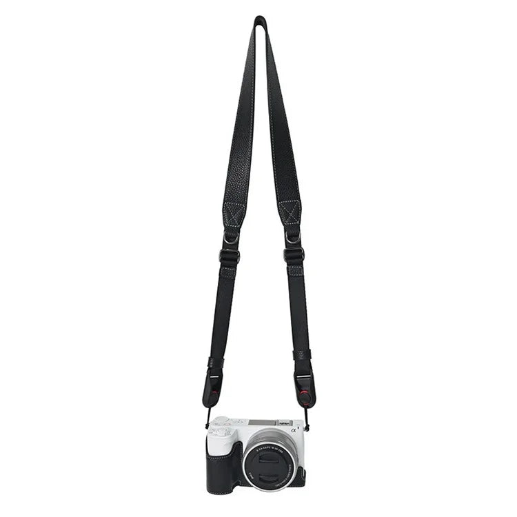 For Sony ZV-E10 II Camera Case Large Opening Genuine Cow Leather Protector with Shoulder Strap