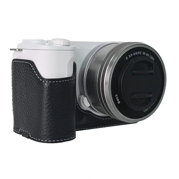 For Sony ZV-E10 II Camera Case Large Opening Genuine Cow Leather Protector with Shoulder Strap