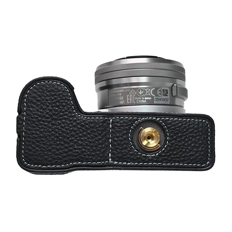 For Sony ZV-E10 II Camera Case Large Opening Genuine Cow Leather Protector with Shoulder Strap