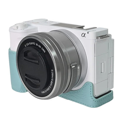 For Sony ZV-E10 II Camera Case Large Opening Genuine Cow Leather Protector with Wrist Strap