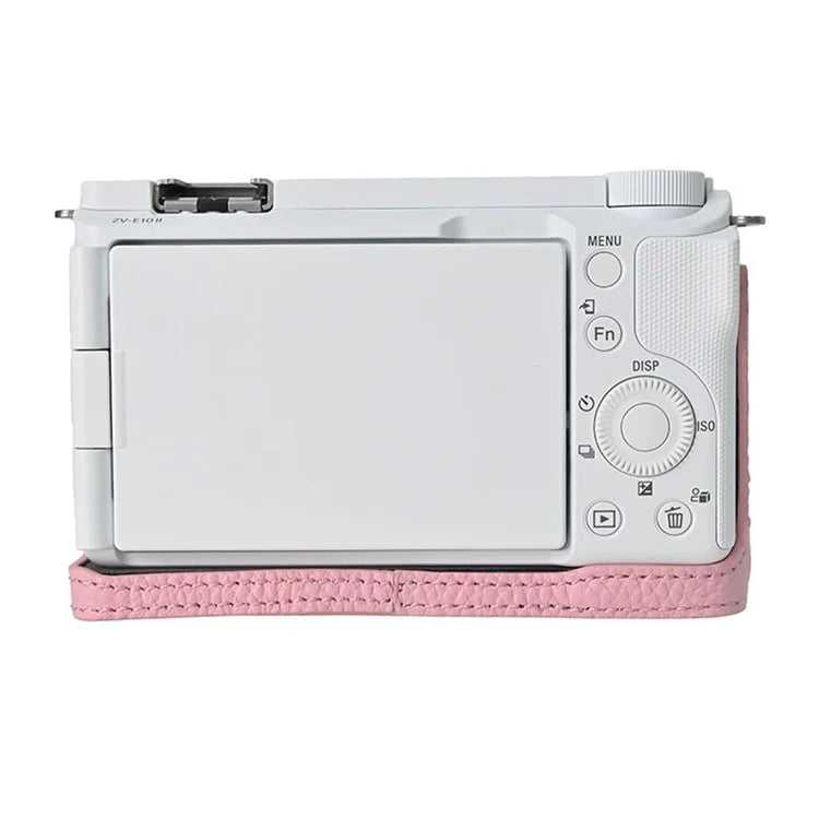 For Sony ZV-E10 II Camera Case Large Opening Genuine Cow Leather Protector with Wrist Strap