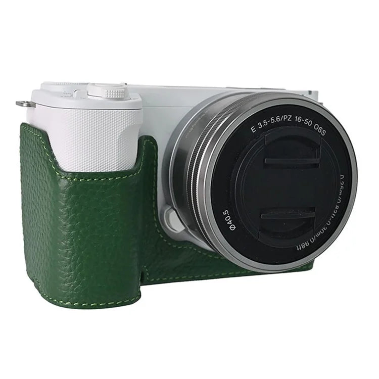 For Sony ZV-E10 II Camera Case Large Opening Genuine Cow Leather Protector with Wrist Strap