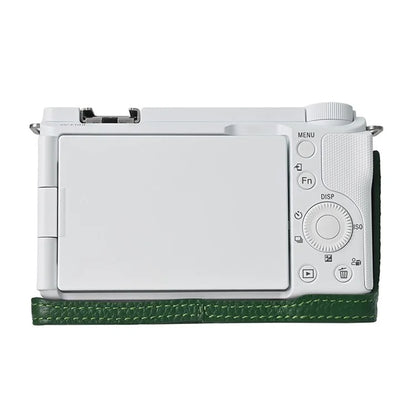 For Sony ZV-E10 II Camera Case Large Opening Genuine Cow Leather Protector with Wrist Strap