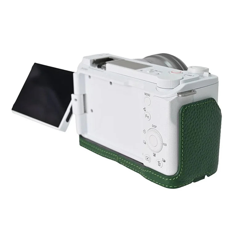 For Sony ZV-E10 II Camera Case Large Opening Genuine Cow Leather Protector with Wrist Strap