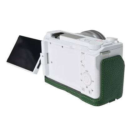 For Sony ZV-E10 II Camera Case Large Opening Genuine Cow Leather Protector with Wrist Strap