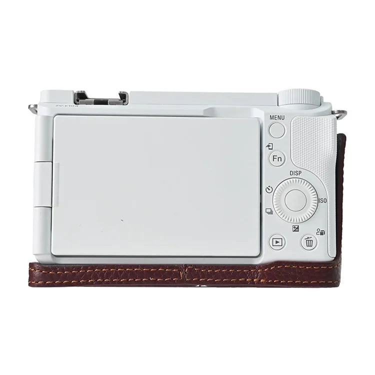For Sony ZV-E10 II Camera Case Large Opening Genuine Cow Leather Protector with Wrist Strap