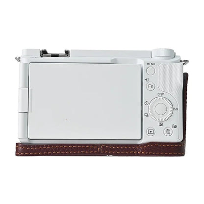 For Sony ZV-E10 II Camera Case Large Opening Genuine Cow Leather Protector with Wrist Strap