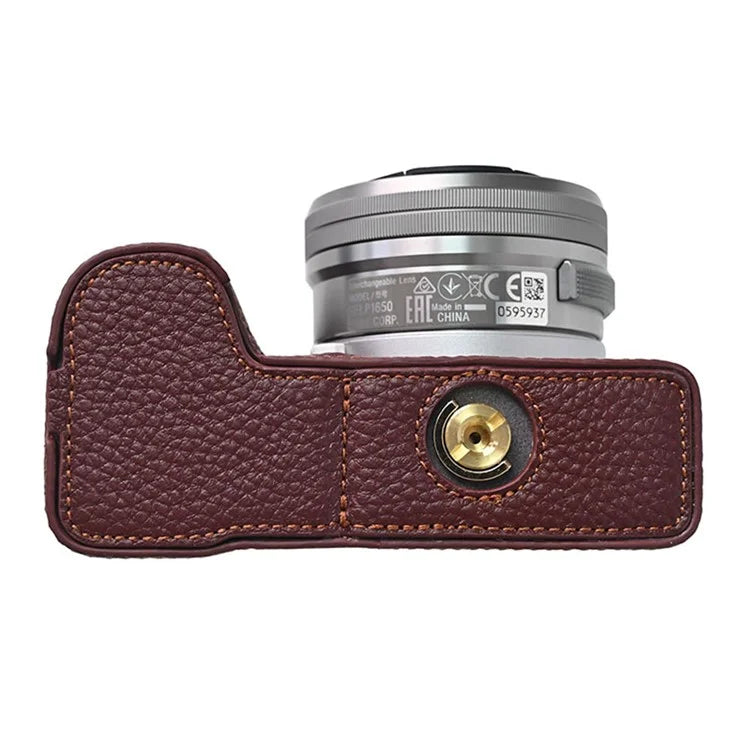 For Sony ZV-E10 II Camera Case Large Opening Genuine Cow Leather Protector with Wrist Strap