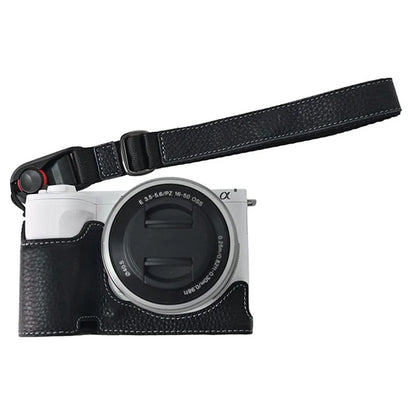 For Sony ZV-E10 II Camera Case Large Opening Genuine Cow Leather Protector with Wrist Strap