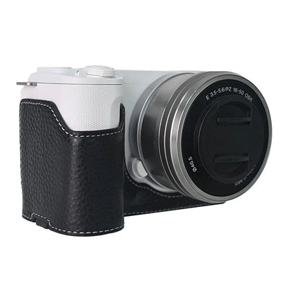 For Sony ZV-E10 II Camera Case Large Opening Genuine Cow Leather Protector with Wrist Strap