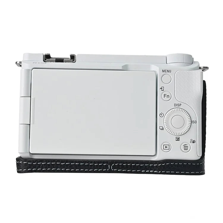 For Sony ZV-E10 II Camera Case Large Opening Genuine Cow Leather Protector with Wrist Strap