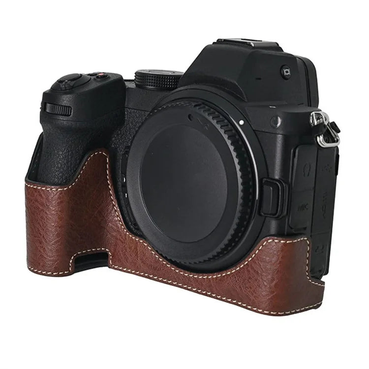 For Nikon Z 5 / Z 6 II / Z 7 II Camera Case Large Cutout Litchi Texture PU Leather Protective Cover