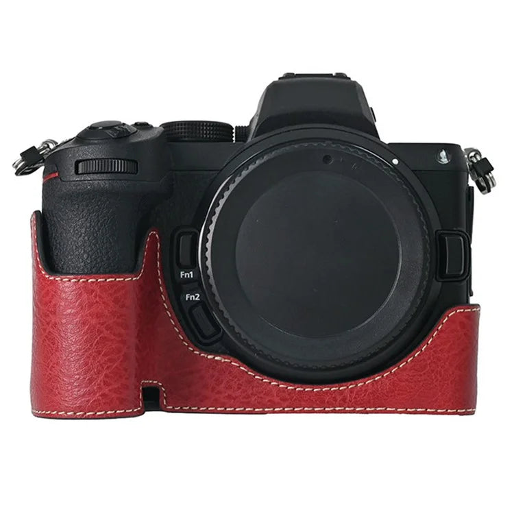 For Nikon Z 5 / Z 6 II / Z 7 II Camera Case Large Cutout Litchi Texture PU Leather Protective Cover