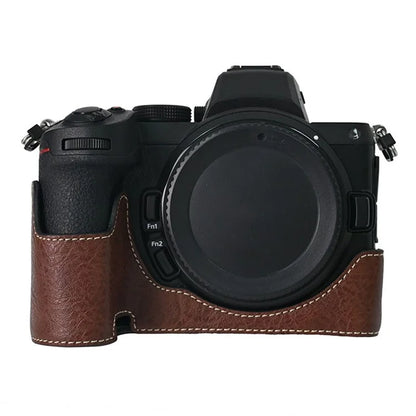 For Nikon Z 5 / Z 6 II / Z 7 II Camera Case with Shoulder Strap Large Cutout Litchi Texture PU Protective Cover