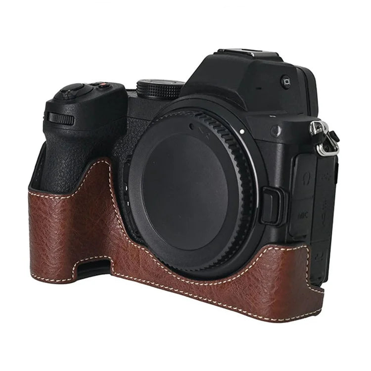 For Nikon Z 5 / Z 6 II / Z 7 II Camera Case with Shoulder Strap Large Cutout Litchi Texture PU Protective Cover