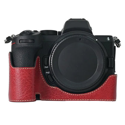 For Nikon Z 5 / Z 6 II / Z 7 II Camera Case with Shoulder Strap Large Cutout Litchi Texture PU Protective Cover
